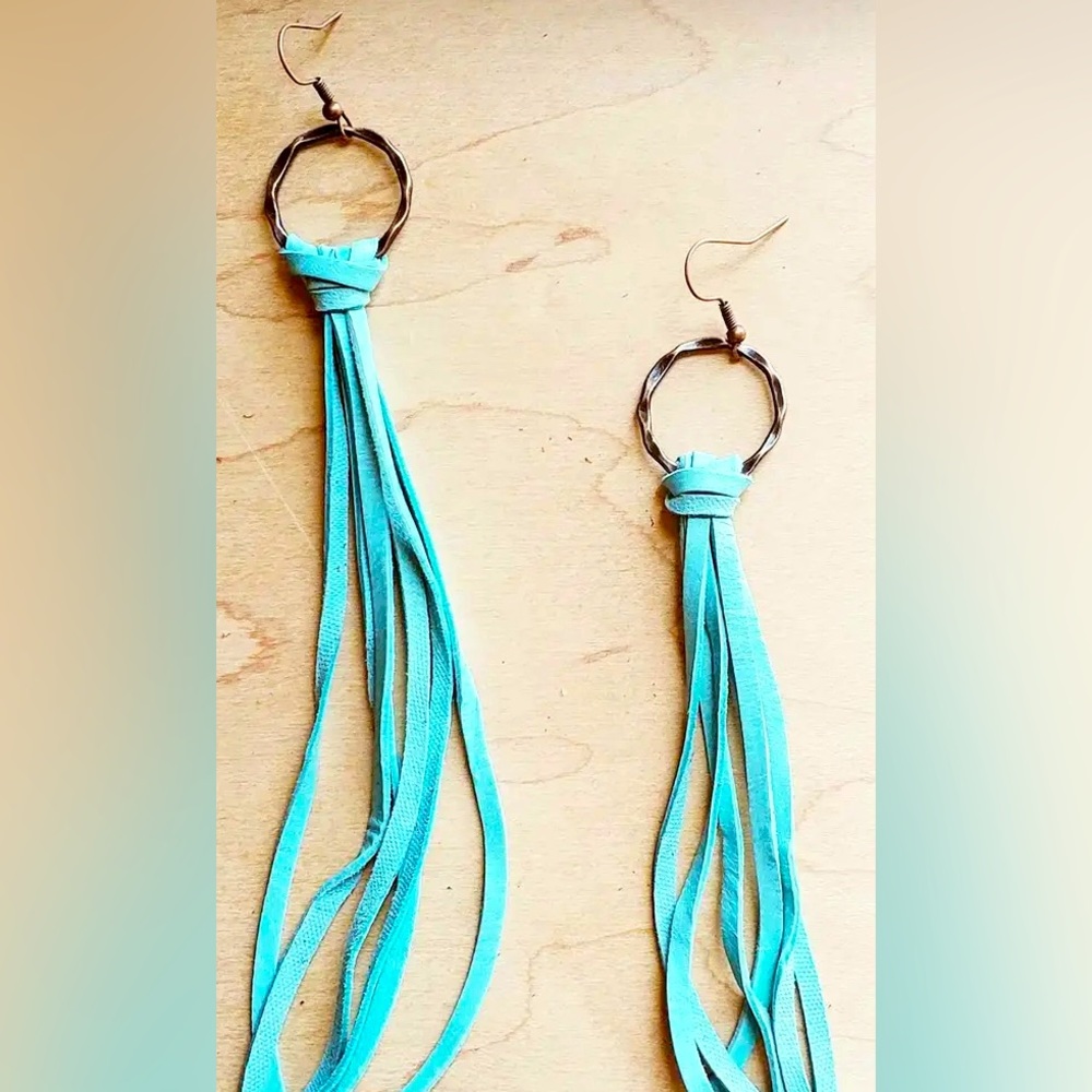 Deer Skin Leather Tassel Earrings